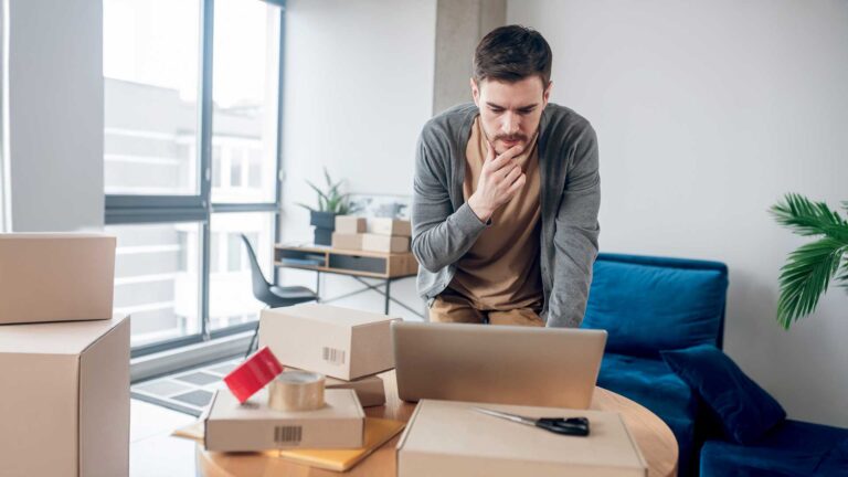 Man stress out while packing