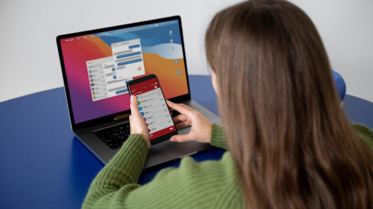 Woman looking at her LTS App