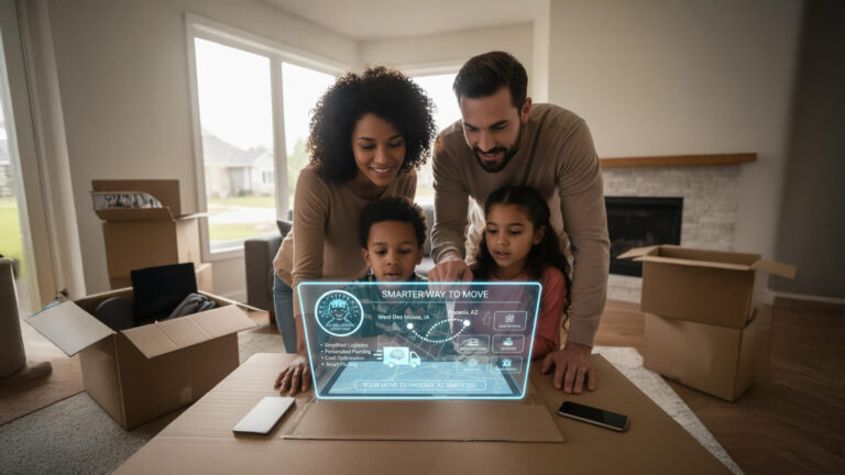 Family looking at the computer