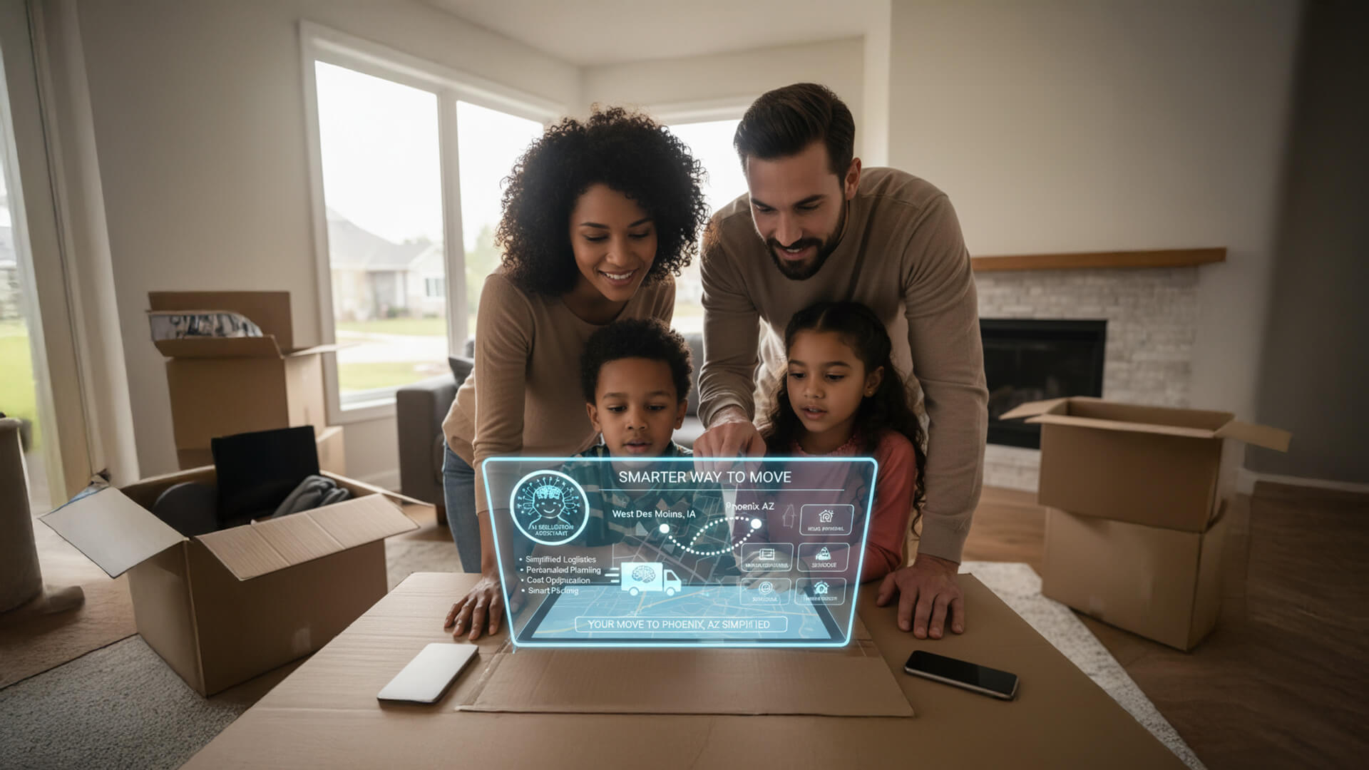 Family looking at the computer