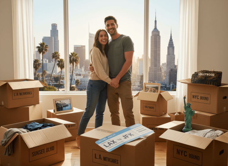 Couple happy packing and ready to move