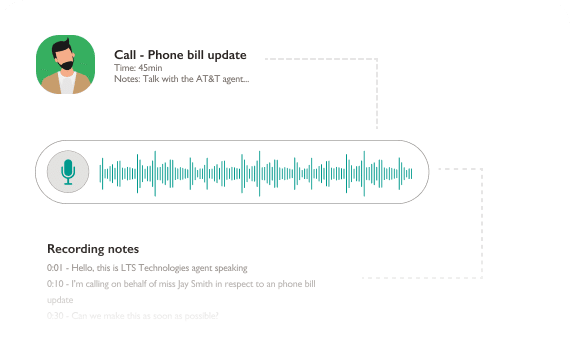 Records, take down notes for you and report back the result